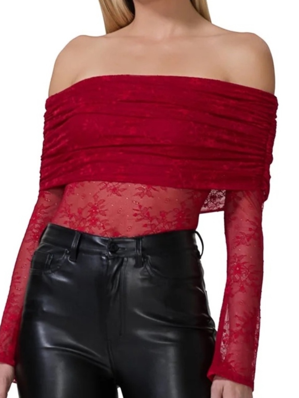 AFRM Lennox Lace Bodysuit in Poppy Red. Size XL. Brand new!